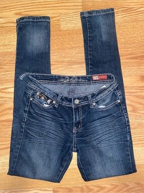 Vintage Do Denim Skinny Jeans in Dark Blue Denim